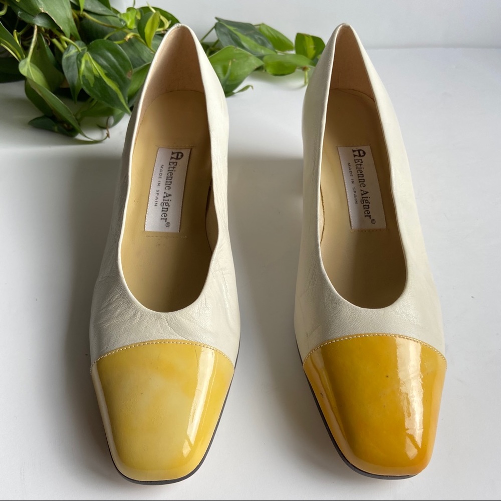 🥀5/$25 Etienne Aigner • Lemon Cap Toe Pumps - Picture 3 of 5